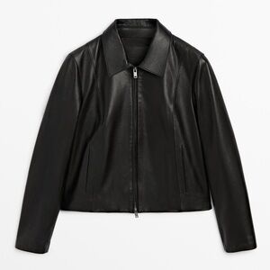Massimo Dutti Nappa Leather Biker Jacket